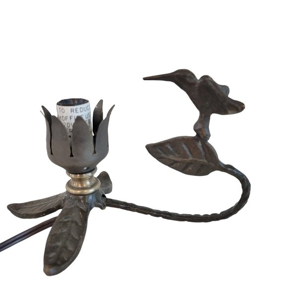 vintage brass humming bird flower lamp add a glass floral shade or use bare bulb - Picture 7 of 7
